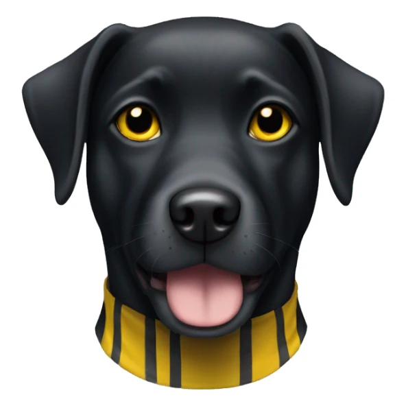 Black dog with yellow eyes outdoors with white stripe down chest  sticker