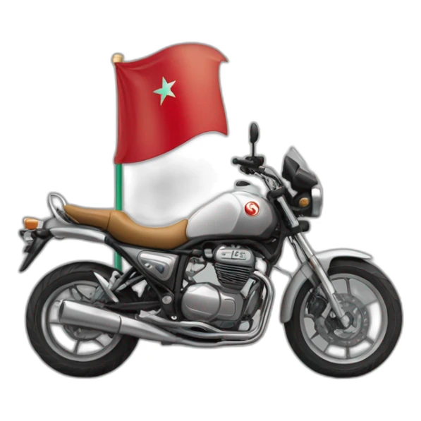 une moto avec le drapeau du Maroc derrière sticker