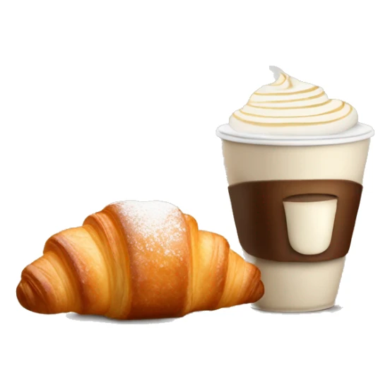 Cup of cappuccino with croissant sticker