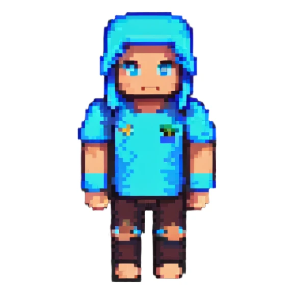 Recreate this Minecraft OMZ character in pixel art style with a simple background. sticker