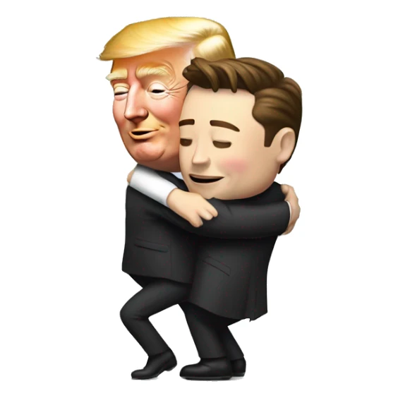 elon musk and donald trump hugging sticker