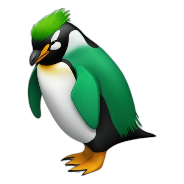 Penguin with green mowhawk and dark green collar hoodie sticker