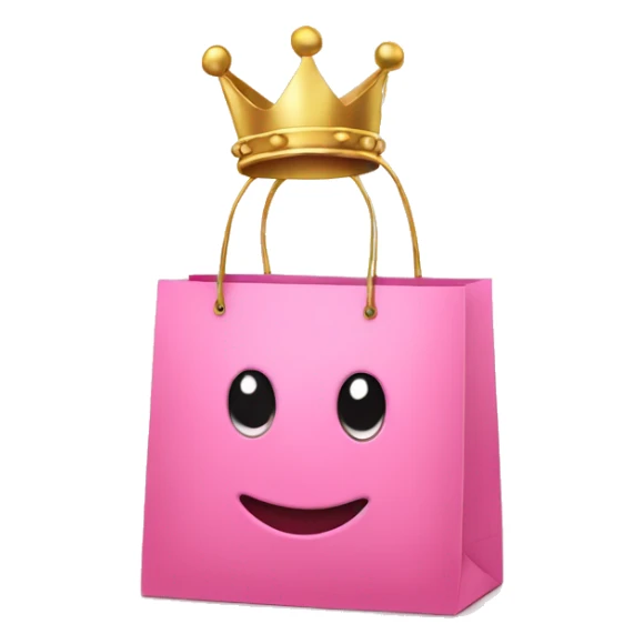 shopping bag pink with gold crown in front sticker