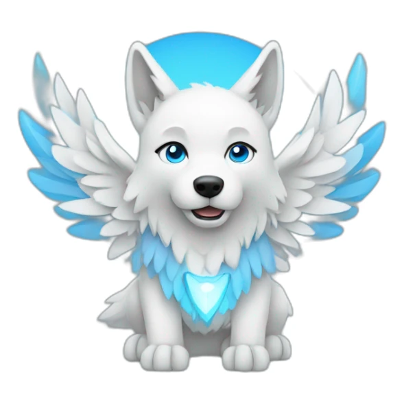 Whitelightblue wolf with wings and Hi Sign sticker