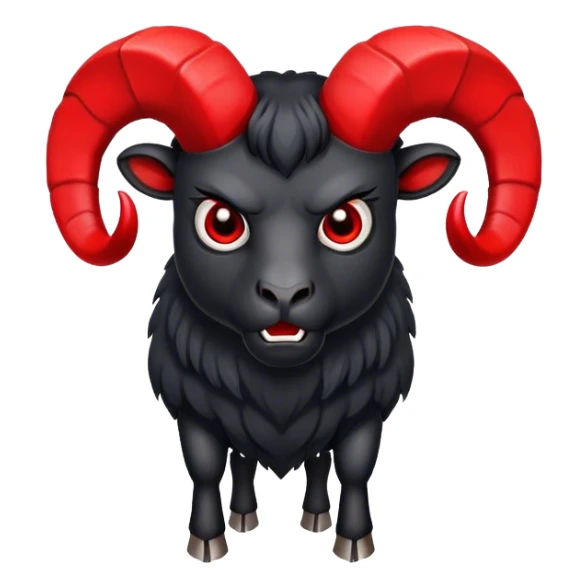 large angry black ram with red horns sticker