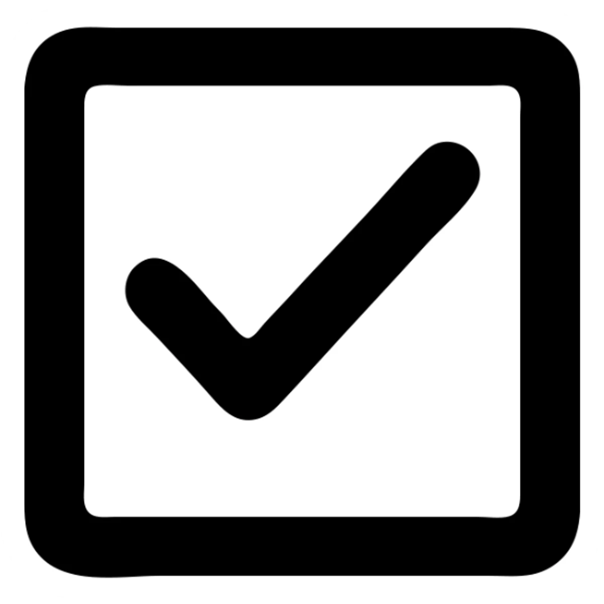 solid black icon of a checkbox with a check mark, box with slightly thicker border sticker