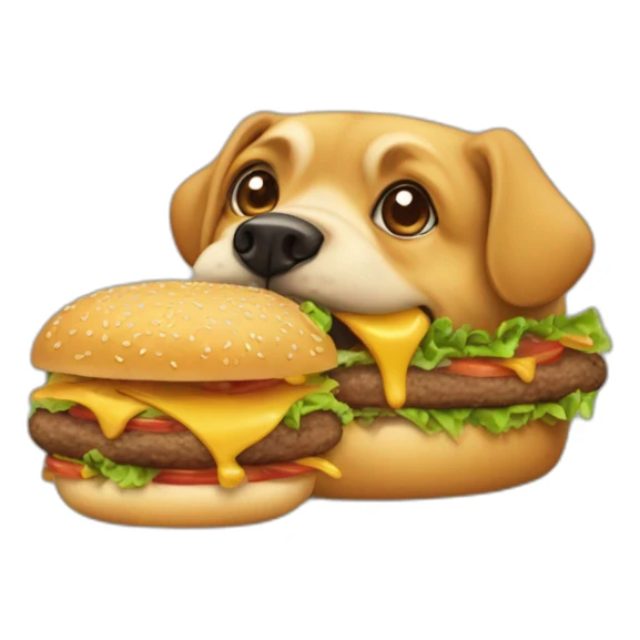 Un chien qui mange un hamburger  sticker