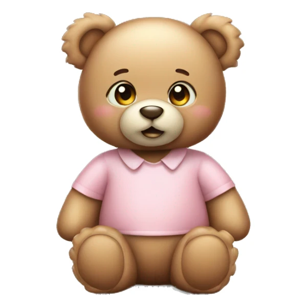 Cute female Teddy Bear Emoji with blush, kids teddy bear, 3d sticker