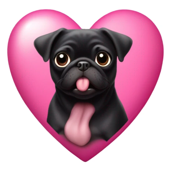 Black pug in a pink heart sticker