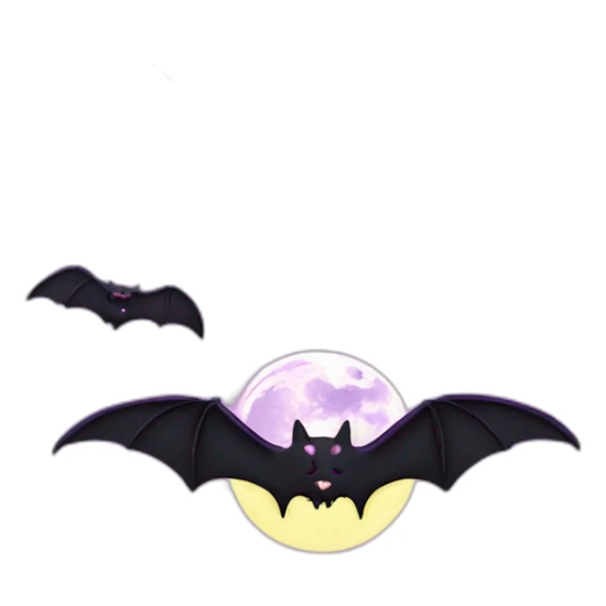 realistic full moon dripping purple behind with vampire bat wings flying in front sticker