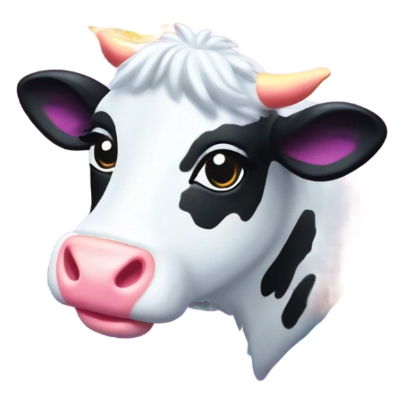 Lisa frank glitter sun star rainbow fluffy cow sticker