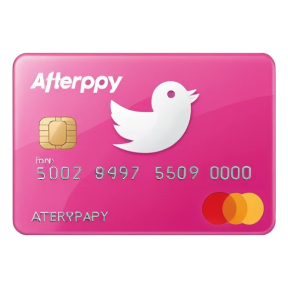 pink afterpay word on a credit card sticker
