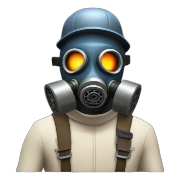 Pyro from Team fortress 2 with gas mask, confused sticker