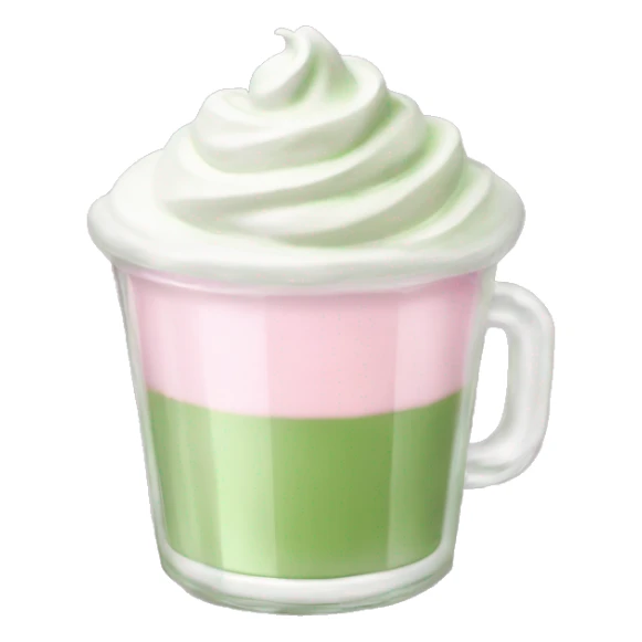 Clear cup with light pink drink, matcha foam, and whip cream on top sticker
