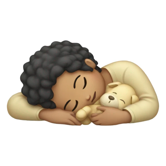 chinese hair sleeping with a stuffed animal sticker