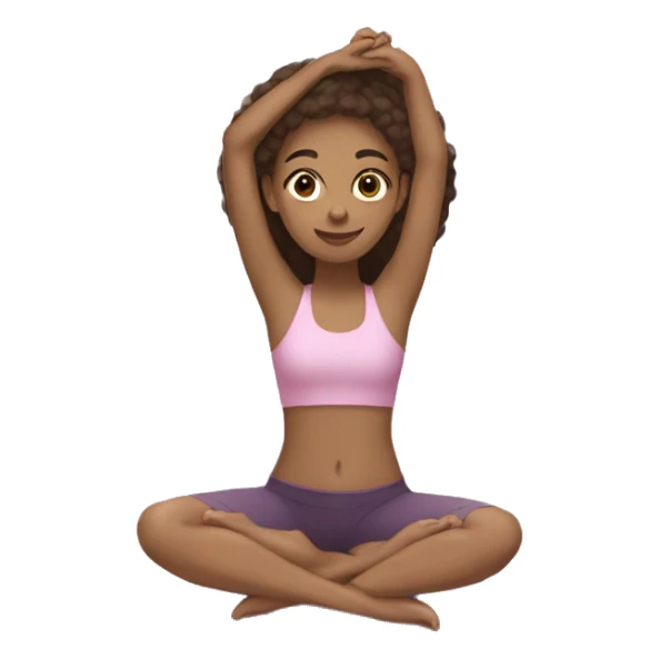 A brown hair light skin colored girl doing yoga sticker