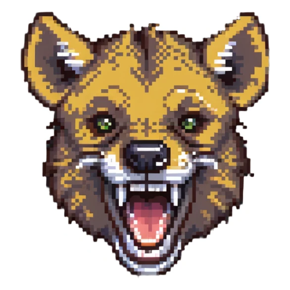 hyena with wide open mouth, showing teeth, laughing sticker