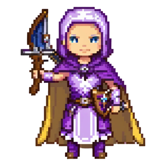 Archer Queen from Clash Royale with crossbow and purple cape sticker