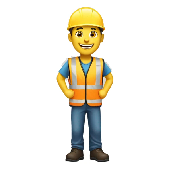 Pleased man with safety vest sticker