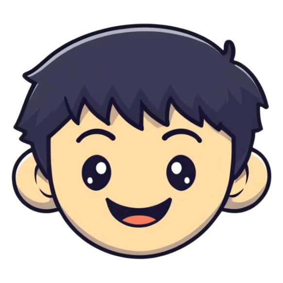 K-pop male idol face with black hair and a big smile sticker