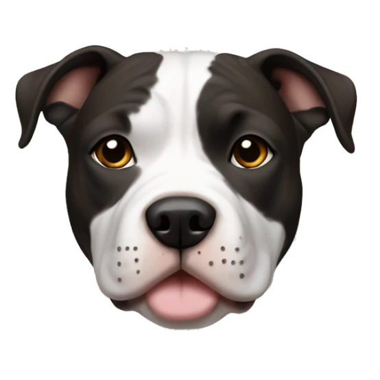 American Staffordshire Terrier, male, darkblack & white, brown eyes, more white on the breast sticker