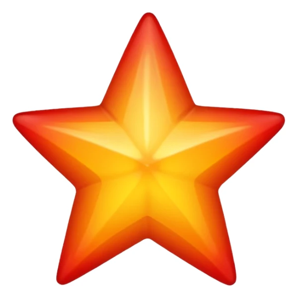 Greadiant colour oreange to yellow ball inside the red star sticker