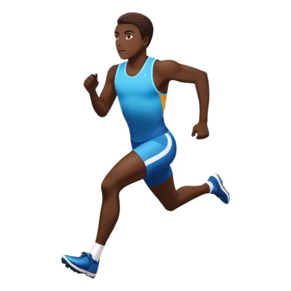 An icon featuring The background showcases a vibrant stadium with cheering fans, bright lights, and a clear sky. an athlete sprinting on a track, with powerful strides and determination. The athlete's motion is dynamic, emphasizing speed and competition. sticker