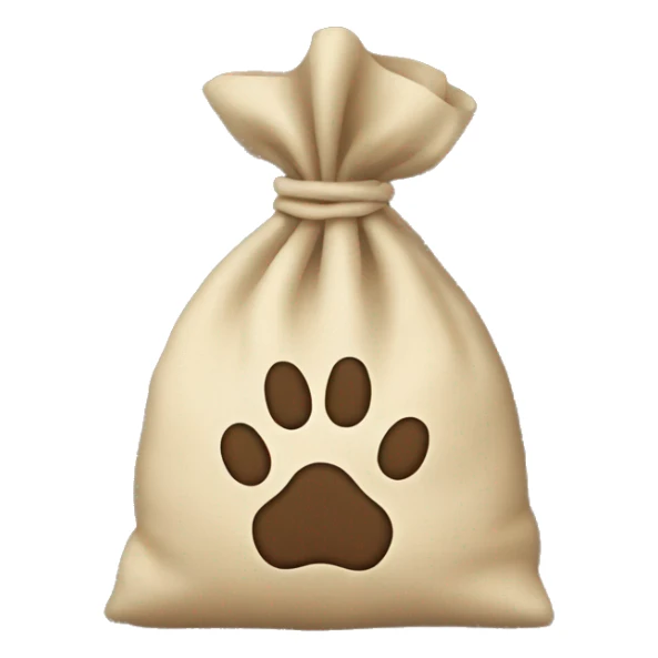 money bag with a cat paw logo on the  sticker