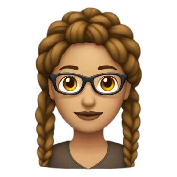 Mujer con trenzas pelo castaño con gafas sticker