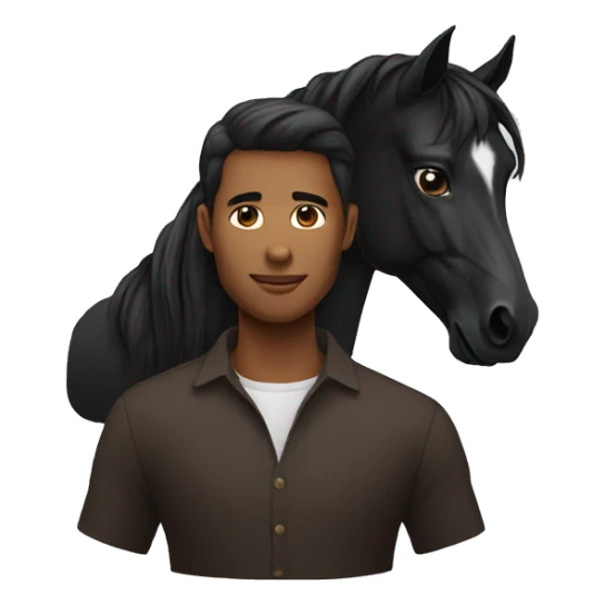 A black horse with their human that have brown hait  sticker