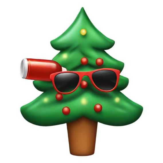Christmas tree with sunglasses and a bottle of ketchup  sticker