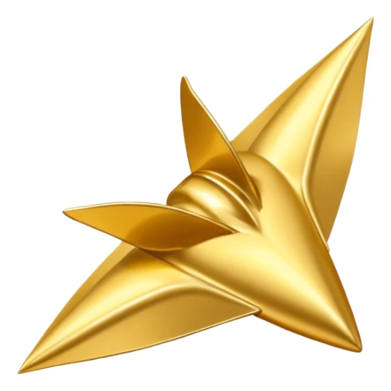 a single gold talaria, pointed down in mid air as if it is flying. minimalist. sticker