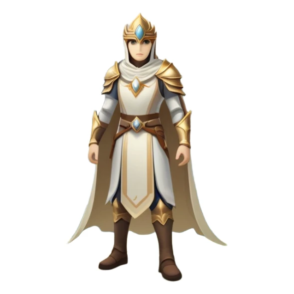 An icon featuring a hero with a closed visor, standing in a majestic, mystical landscape, inspired by RPGs like Elden Ring. The design includes a stunning, ethereal background with towering castles and distant mountains, symbolizing the adventure and mystery. Transparent background sticker