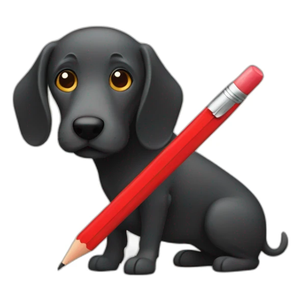 a sausagedog holding a red pencil sticker