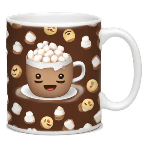 Hot chocolate with marshmallows in mug steamy and creamy brown and white pattern mug sticker