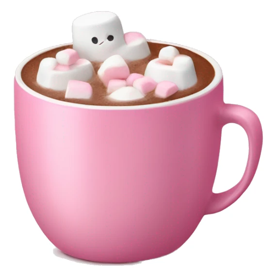 Hot chocolate with marshmallows in a little pink coffee cup sticker