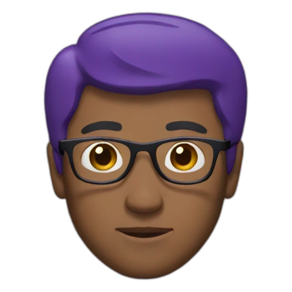 Man with glasses, purple sweater really short hair sticker