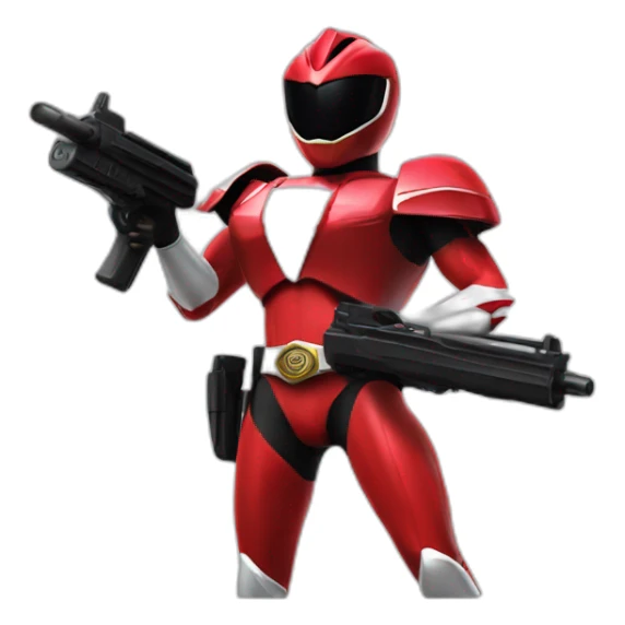 red power ranger with a police gun sticker