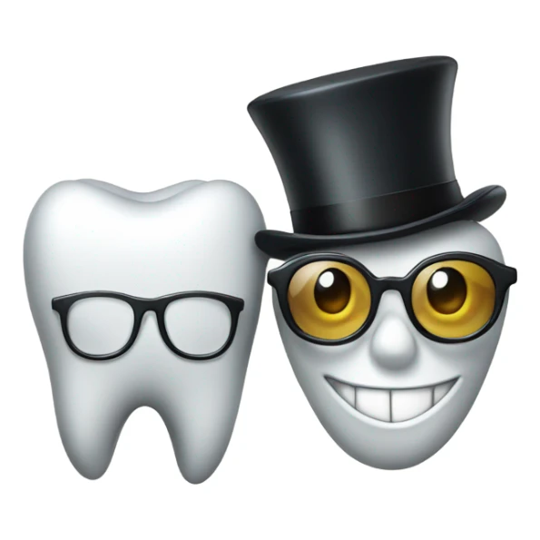 Tooth with glasses on and a top hat with also wearing a suit sticker