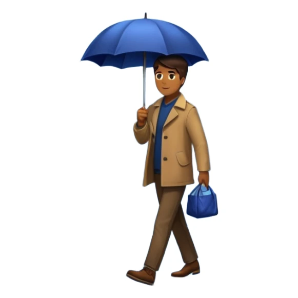 Man with umbrella + streetlight reflection, Midnight Wanderer. sticker