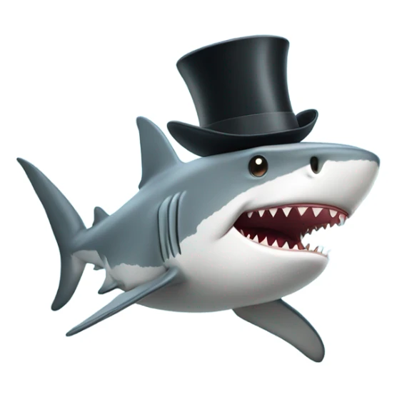 Shark with a top hat in the sea sticker