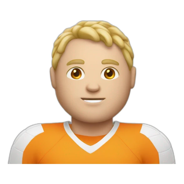 Fat white man play soccer orange sticker