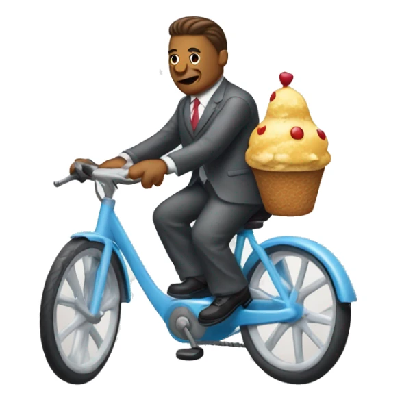 Un hombre con un helado montado en una bicicleta con traje d pollo sticker