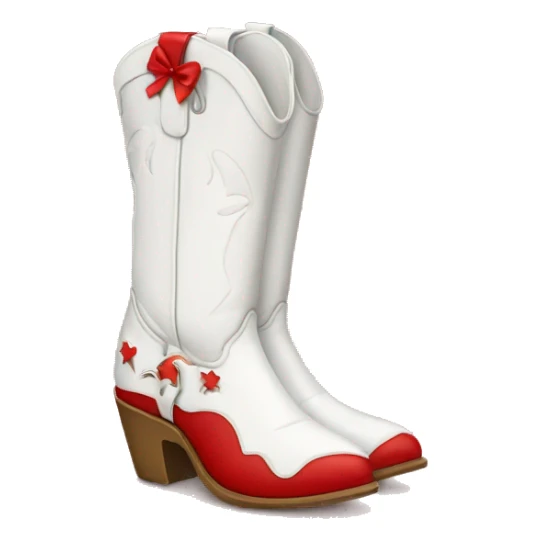 White Cowgirl boots with red bow sticker