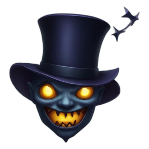 demon with with pentagram top hat and a mysterious night sticker