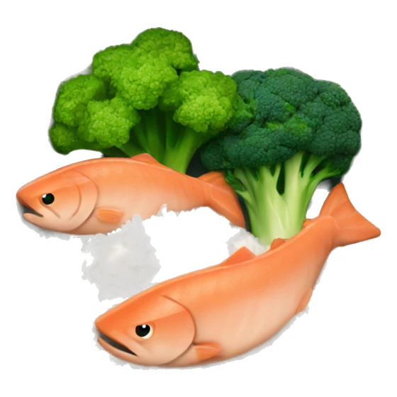 Bowl with rice, Salmon and broccoli pieces  sticker