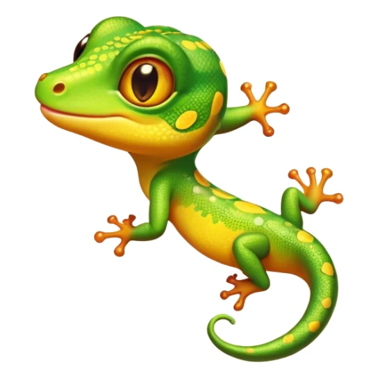 Cinematic Cute Gecko Portrait Emoji, Head tilted playfully and inquisitively, featuring a small, charming body with smooth, vividly patterned scales, bright, sparkling eyes and delicate, sticky toe pads, Simplified yet irresistibly adorable features, highly detailed, glowing with a warm, inviting glow, high shine, affectionate and lively, stylized with a touch of tropical whimsy, soft glowing outline, capturing the essence of a mischievous yet loving gecko that appears ready to dart out of the screen into your heart! sticker