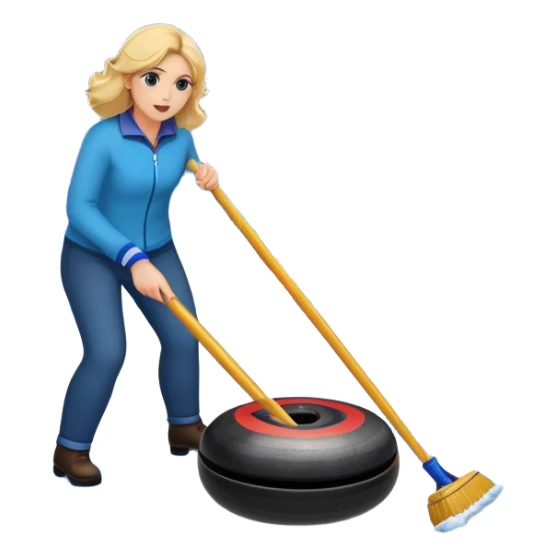 please, An icon featuring a curling stone sliding across the ice, with a broom nearby. The scene includes the curling rink, with its distinctive circles, and a vibrant crowd in the stands. Snowflakes fall outside the arena, and bright lights illuminate the ice. Transparent background. sticker