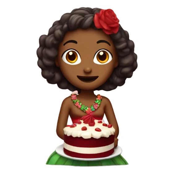 hula dancer eating red velvet cake sticker
