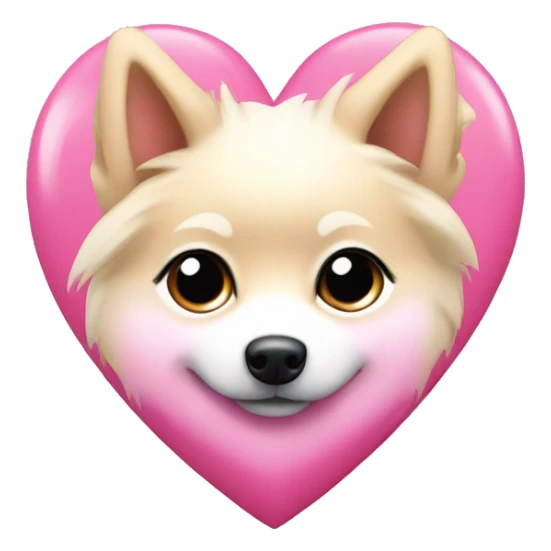 White and blonde spots spitz in a pink heart sticker